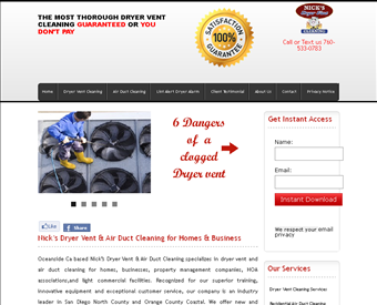 Nick's Vent Cleaning Services web screenshot
