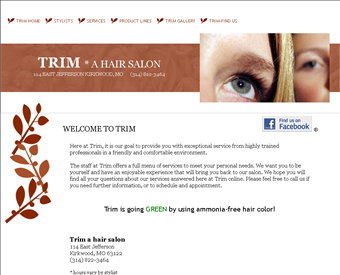 Trim A Hair Salon LLC web screenshot