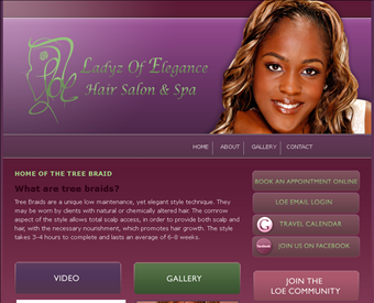 Ladyz of Elegance Hair Salon & Spa web screenshot