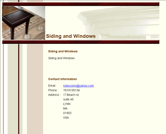Robicco Siding, Inc. web screenshot