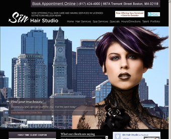Sin Hair Studio web screenshot