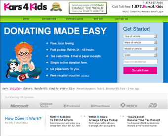 Kars4kids Car Donation web screenshot