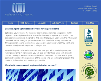 Raise My Rank SEO Services web screenshot