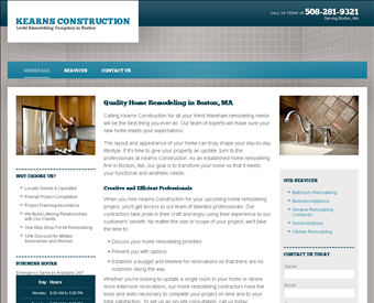 Kearns Construction web screenshot