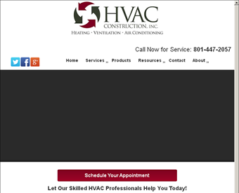 HVAC Construction, Inc. web screenshot