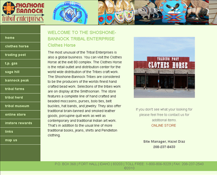 Clothes Horse, The web screenshot