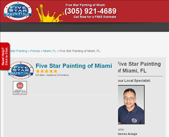 Five Star Painting of Miami web screenshot