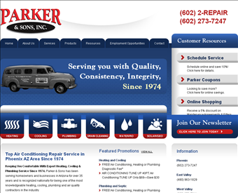 Parker and Sons web screenshot