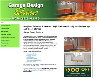 Garage Design Solutions web screenshot