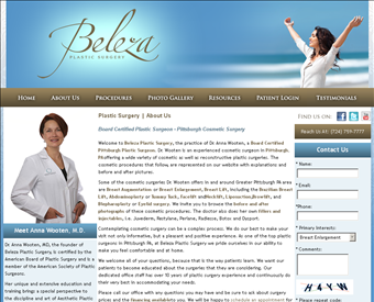 Pittsburgh Plastic Surgeon Dr. Anna Wooten web screenshot