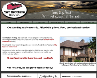 Two Brothers Roofing web screenshot
