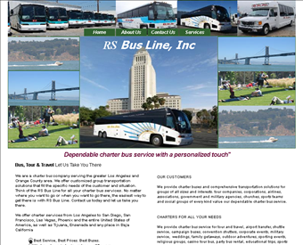 Los Angeles Charter Bus Companies -RS Bus Line web screenshot