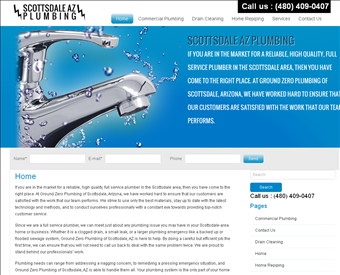 Ground Zero Plumbing web screenshot