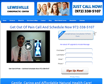 Lewisville Chiropractic Center web screenshot