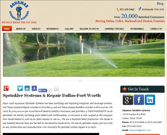 Aquamax Sprinkler Systems web screenshot