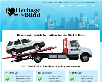 Heritage for the Blind of Boise web screenshot