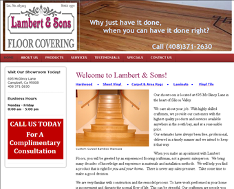 Lambert & Sons Flooring Covering Co., Inc. web screenshot