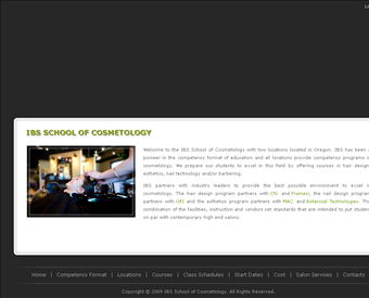 IBS School of Cosmetology web screenshot
