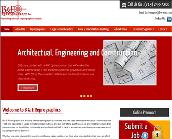 B & E REPROGRAPHICS INC. web screenshot