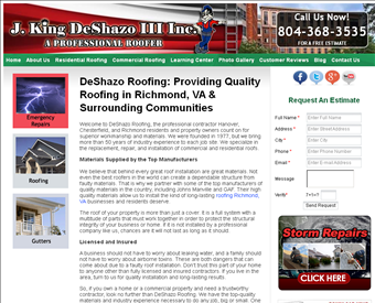 DeShazo Roofing web screenshot