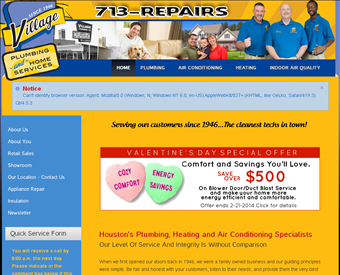 Village Plumbing & Home Services web screenshot