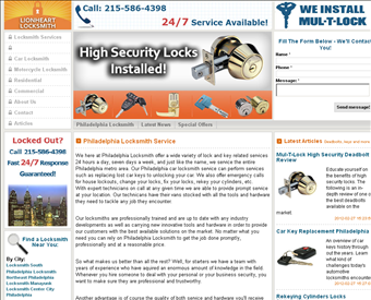 Lionheart Locksmith web screenshot