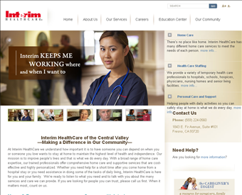 Interim Healthcare web screenshot