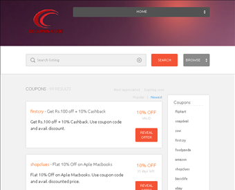 Snapdeal Coupons web screenshot