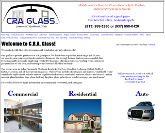 CRA Glass web screenshot