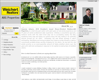 Cameron Schanie, Realtor web screenshot