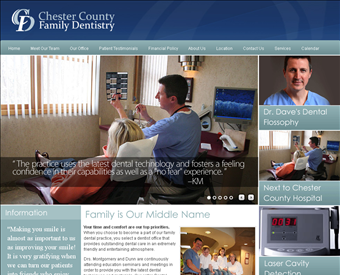Chester County Family Dentistry web screenshot