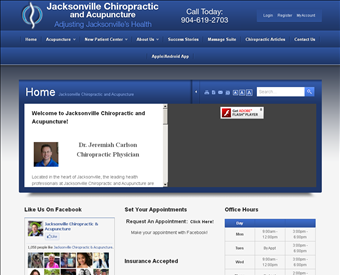 Jacksonville Chiropractic and Acupuncture web screenshot