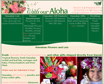 Hawaii Gift Baskets web screenshot