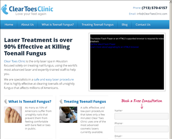 Clear Toes Clinic web screenshot