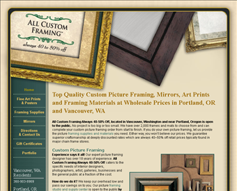 All Custom Framing at Wholesale web screenshot