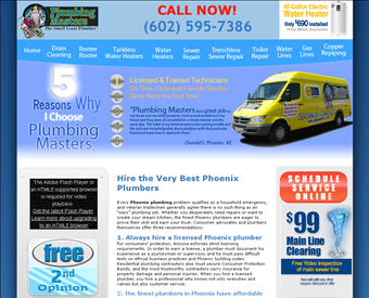 Plumbing Masters Phoenix web screenshot