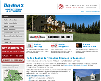 Dayton's Radon Mitigation and Testing web screenshot