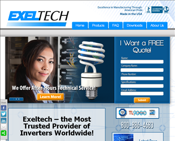 Exeltech web screenshot