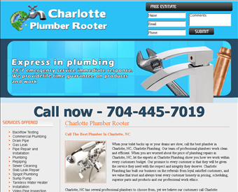 Charlotte Plumber Rooter web screenshot