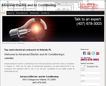 Advanced Electric and Air Conditioning web screenshot
