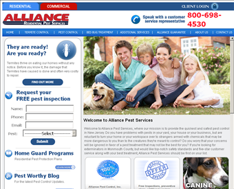 Alliance Commercial Pest Control, Inc. web screenshot