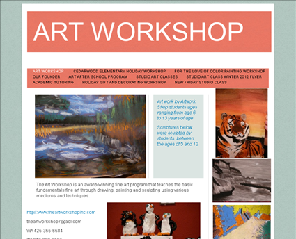 Art Workshop Inc web screenshot