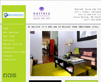 Nurture Salon and Spa web screenshot