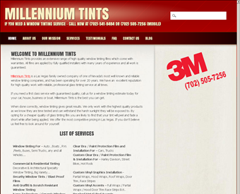 Millennium Tints web screenshot
