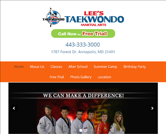 Lee’s Taekwondo Martial Arts web screenshot