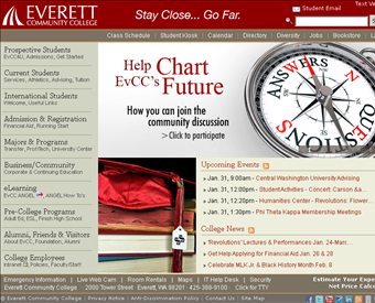 Everett Community College web screenshot