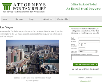 Attorneys for Tax Relief web screenshot