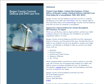 Bergen County Criminal Defense and DWI Law Firm web screenshot