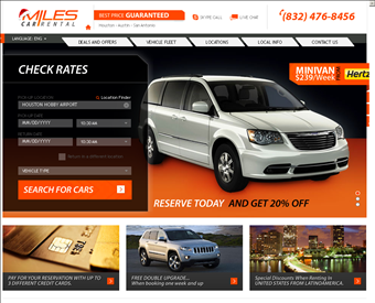 Miles Car Rental Houston web screenshot