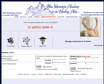 Blue Mountain Academy For The Healing Arts Llc web screenshot
